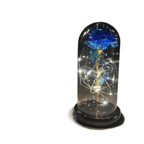 Ymnilian Ewige Rose Im Glas, Ewige Rose Im Glas Mit Gravur Geschenk for Valentinstag, verzauberte Rose, ewige Blume aus 24-karätiger Goldfolie mit Lichterkette in Kuppel for Jäten(027) von Ymnilian