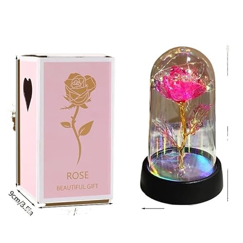 Ymnilian Ewige Rose Im Glas, Ewige Rose Im Glas Mit Gravur Künstliche Rosenblüten, ewige Blume in Glashülle, Rosenlicht, Hochzeit, Geburtstagsgeschenk, Valentinstag, Lumineszenz-Ornamente(S11) von Ymnilian