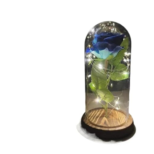 Ymnilian Ewige Rose Im Glas, Ewige Rose Im Glas Mit Gravur Magische Rose, ewige 24 Karat Goldfolie, Blumenkuppel, Lichterkette, Weihnachten, Valentinstag, (003) von Ymnilian