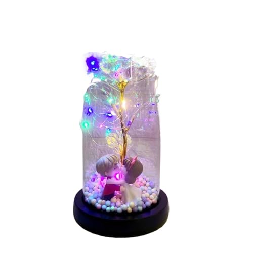 Ymnilian Ewige Rose Im Glas, Ewige Rose Im Glas Mit Gravur Romantische ewige Rose, Bunte aus Goldfolie mit Lichtpuppe in Glaskuppel, NEU, Valentinstag, Hochzeitsfeier, Geschenkdekor(Set 15) von Ymnilian