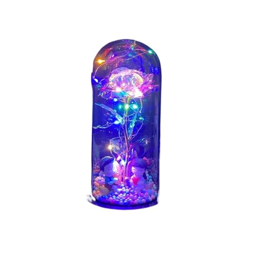 Ymnilian Ewige Rose Im Glas, Ewige Rose Im Glas Mit Gravur Romantische ewige Rose, Bunte aus Goldfolie mit Lichtpuppe in Glaskuppel, NEU, Valentinstag, Hochzeitsfeier, Geschenkdekor(Set 9) von Ymnilian