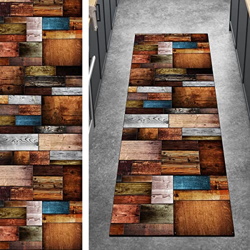 Ymural 3D Teppichmatten Teppich Läufer Flur Lang 100x600CM Dunkel Braun Kücheläufer rutschfest Meterware Teppichläufer Waschbar Kurzflor Polyester Korridor, Breite 40-120cm von Ymural