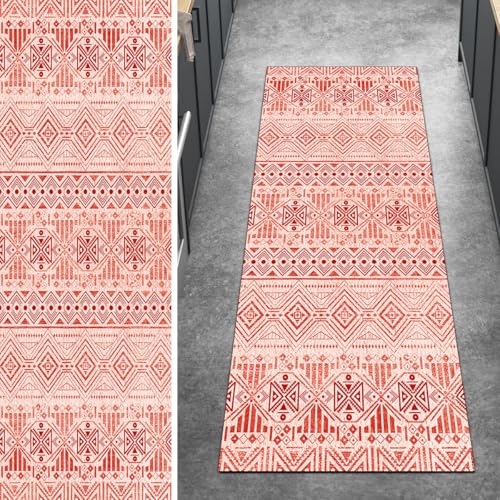 Ymural Boho Teppich Läufer Flur rutschfest Meterware 110x550CM Rot Teppichläufer Küchenteppich Lang Waschbar Kurzflor Polyester Korridor Schlafzimmer Anpassbar Ymural Boho Teppich Läufer Flur rutschfest Meterware 110x550CM Rot Teppichläufer Küchenteppich Lang Waschbar Kurzflor Polyester Korridor Schlafzimmer Anpassbar von Ymural
