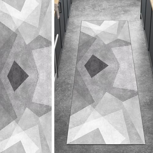 Ymural Grau Kücheläufer rutschfest Meterware 80x330CM Geometrisch Küche Teppich Läufer Flur Lang Waschbar Kurzflor Polyester Korridor Schlafzimmer Ymural Grau Kücheläufer rutschfest Meterware 80x330CM Geometrisch Küche Teppich Läufer Flur Lang Waschbar Kurzflor Polyester Korridor Schlafzimmer von Ymural