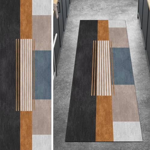 Ymural Kücheläufer Meterware rutschfest Grau Orange 50x280CM Patchwork Küche Teppich Läufer Flur Lang Waschbar Kurzflor Polyester Korridor Schlafzimmer Ymural Kücheläufer Meterware rutschfest Grau Orange 50x280CM Patchwork Küche Teppich Läufer Flur Lang Waschbar Kurzflor Polyester Korridor Schlafzimmer von Ymural