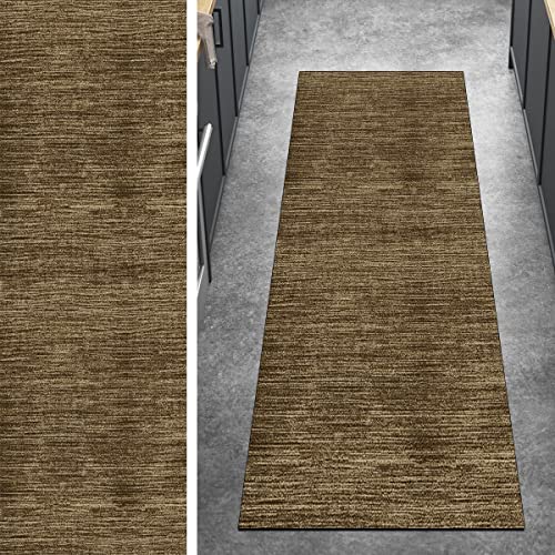 Ymural Kücheläufer Teppich Läufer Lang Flur Modern 50x60CM Braun Kücheläufer rutschfest Teppichmatten Teppichläufer Waschbar Kurzflor Polyester Korridor Schlafzimmer, Anpassbar Breite 40-120cm von Ymural