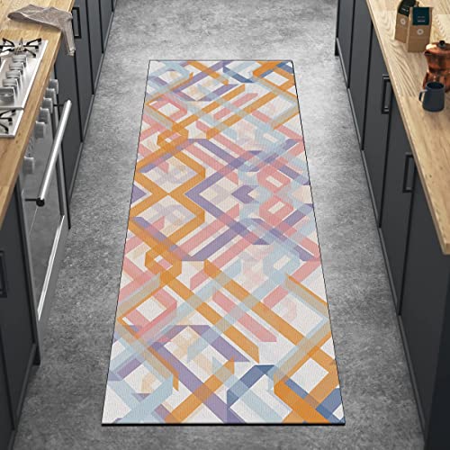 Ymural Küchenläufer Bunt 60x90CM Geometrisch Teppich Läufer Flur Küchen rutschfest Meterware Kurzflor Waschbar Lang Teppichläufer Polyester Korridor Schlafzimmer, Anpassbar von Ymural