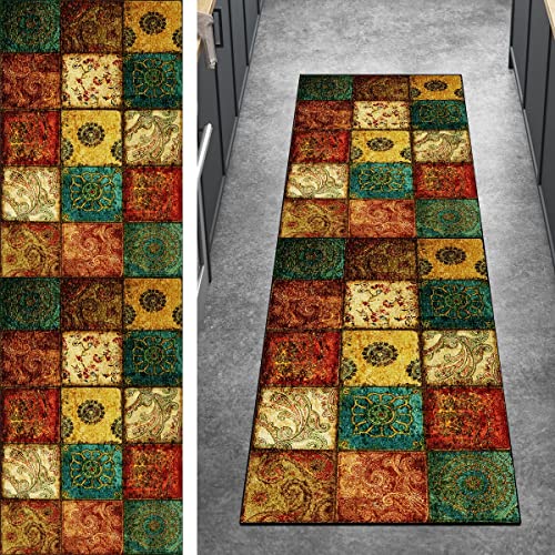 Ymural Kücheteppich Lang Teppich Läufer Flur Vintage 50x100CM Bunt Kücheläufer rutschfest Meterware Teppichläufer Waschbar Kurzflor Polyester Korridor, Breite 40-120cm Ymural Kücheteppich Lang Teppich Läufer Flur Vintage 50x100CM Bunt Kücheläufer rutschfest Meterware Teppichläufer Waschbar Kurzflor Polyester Korridor, Breite 40-120cm von Ymural