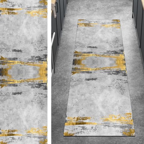 Ymural Läufer Flur Teppich Lang Teppichmatten Abstrakt 40x60CM Gold Grau Kücheläufer rutschfest Meterware Teppichläufer Waschbar Kurzflor Polyester Korridor, Breite 40-120cm Ymural Läufer Flur Teppich Lang Teppichmatten Abstrakt 40x60CM Gold Grau Kücheläufer rutschfest Meterware Teppichläufer Waschbar Kurzflor Polyester Korridor, Breite 40-120cm von Ymural