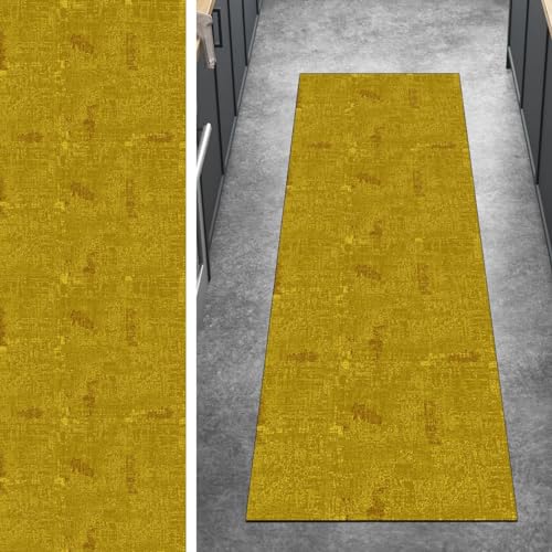 Ymural Läufer Flur rutschfest Teppich Küche 80x330CM Gelb rutschfest Lang Abstrakt Meterware Kurzflor Polyester Korridor Schlafzimmer, Anpassbar von Ymural