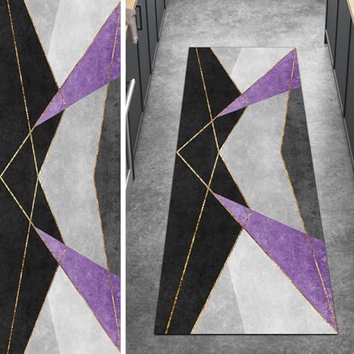 Ymural Läufer Teppich Flur rutschfest Meterware Lang 60x250CM Violett Patchwork Teppichläufer Küchenteppich Waschbar Kurzflor Polyester Korridor Schlafzimmer Anpassbar Ymural Läufer Teppich Flur rutschfest Meterware Lang 60x250CM Violett Patchwork Teppichläufer Küchenteppich Waschbar Kurzflor Polyester Korridor Schlafzimmer Anpassbar von Ymural