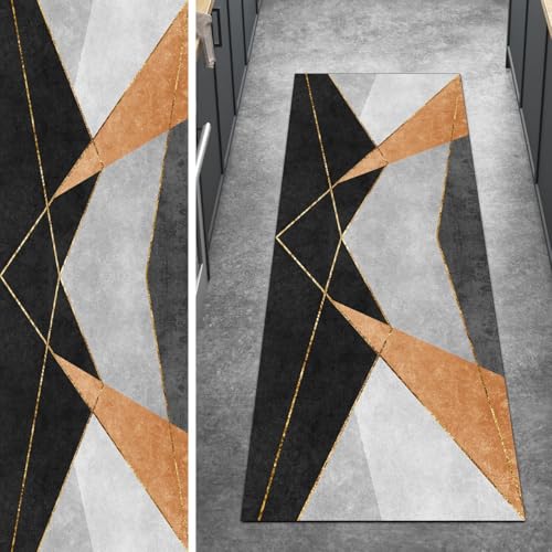 Ymural Läufer Teppich Flur rutschfest Meterware Lang 60x90CM Orange rutschfest Lang Patchwork Meterware Kurzflor Polyester Korridor Schlafzimmer Anpassbar von Ymural
