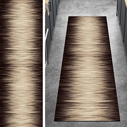Ymural Lang Teppich Läufer Flur Abstrakt Kücheteppich 40x250CM Braun Kücheläufer rutschfest Lang Teppichläufer Waschbar Kurzflor Polyester Korridor Schlafzimmer, Anpassbar Breite 40-120cm von Ymural