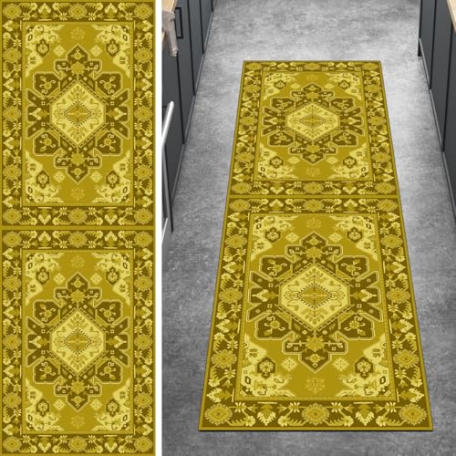 Ymural Teppich Läufer Flur 60x100CM Gelb Kücheläufer Teppichläufer Lang rutschfest Waschbar Vintage Meterware Kurzflor Polyester Korridor Schlafzimmer Anpassbar Ymural Teppich Läufer Flur 60x100CM Gelb Kücheläufer Teppichläufer Lang rutschfest Waschbar Vintage Meterware Kurzflor Polyester Korridor Schlafzimmer Anpassbar von Ymural