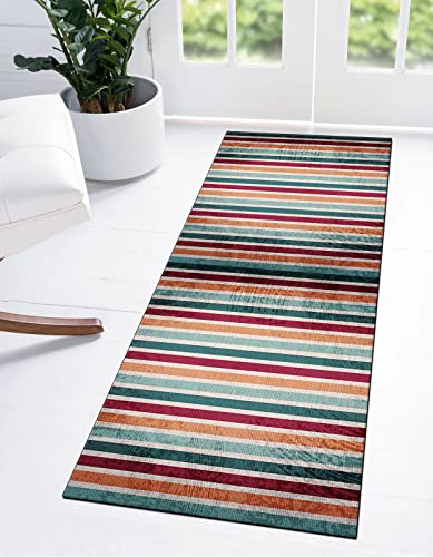 Ymural Teppich Läufer Flur Küche Bunt Gestreift Küchenläufer 80x250CM Waschbar Korridor rutschfest Meterware Teppichläufer Lang Meterware Polyester Flurläufer für Schlafzimmer, Anpassbar Ymural Teppich Läufer Flur Küche Bunt Gestreift Küchenläufer 80x250CM Waschbar Korridor rutschfest Meterware Teppichläufer Lang Meterware Polyester Flurläufer für Schlafzimmer, Anpassbar von Ymural