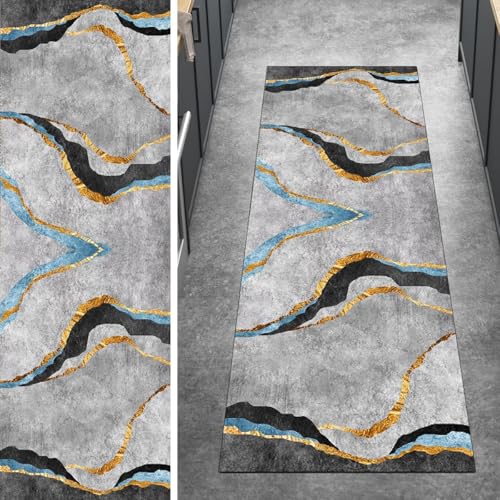 Ymural Teppich Läufer Flur Lang Grau, rutschfest Waschbar 110x550CM Abstrakt Küchenläufer Teppichläufer Küche Meterware Kurzflor Polyester Korridor Schlafzimmer Ymural Teppich Läufer Flur Lang Grau, rutschfest Waschbar 110x550CM Abstrakt Küchenläufer Teppichläufer Küche Meterware Kurzflor Polyester Korridor Schlafzimmer von Ymural