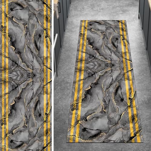 Ymural Teppich Läufer Flur Waschbar rutschfest Küche Abstrakt Grau Gold 80x200CM Teppichläufer Lang Läuferflur Meterware Kurzflor Polyester Korridor Schlafzimmer Ymural Teppich Läufer Flur Waschbar rutschfest Küche Abstrakt Grau Gold 80x200CM Teppichläufer Lang Läuferflur Meterware Kurzflor Polyester Korridor Schlafzimmer von Ymural