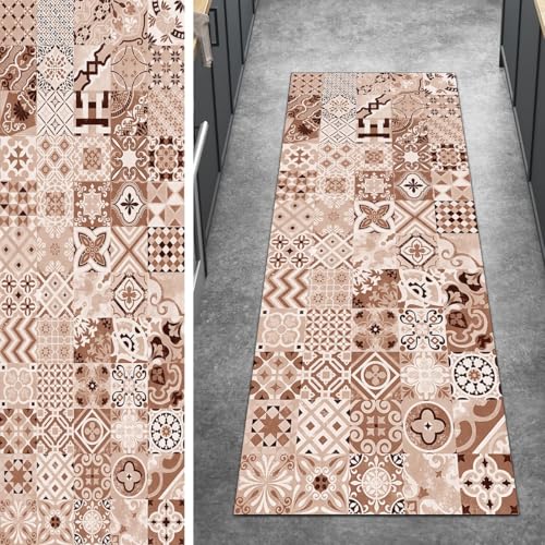 Ymural Teppich Läufer Flur rutschfest Boho, 40x120CM Braun Teppichläufer Küchenteppich Lang Waschbar Kurzflor Polyester Korridor Schlafzimmer Anpassbar Ymural Teppich Läufer Flur rutschfest Boho, 40x120CM Braun Teppichläufer Küchenteppich Lang Waschbar Kurzflor Polyester Korridor Schlafzimmer Anpassbar von Ymural