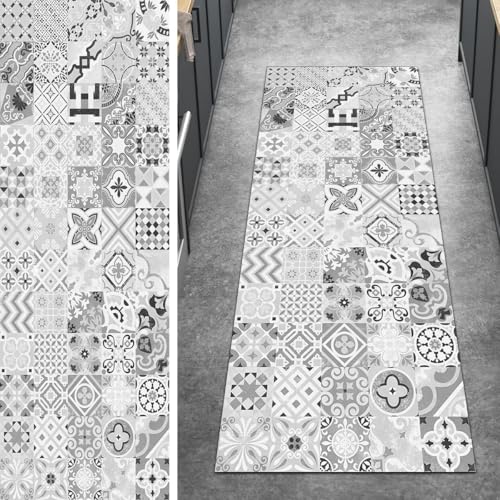 Ymural Teppich Läufer Flur rutschfest Boho, 90x150CM Grau rutschfest Lang Boho Meterware Kurzflor Polyester Korridor Schlafzimmer Anpassbar Ymural Teppich Läufer Flur rutschfest Boho, 90x150CM Grau rutschfest Lang Boho Meterware Kurzflor Polyester Korridor Schlafzimmer Anpassbar von Ymural