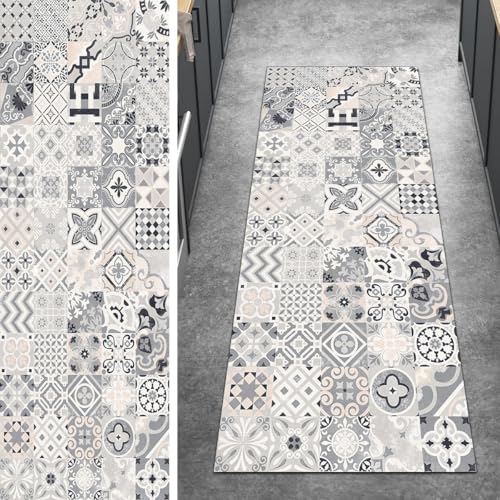 Ymural Teppich Läufer Flur rutschfest Boho, 90x500CM Beige Grau Teppichläufer Küchenteppich Lang Waschbar Kurzflor Polyester Korridor Schlafzimmer Anpassbar Ymural Teppich Läufer Flur rutschfest Boho, 90x500CM Beige Grau Teppichläufer Küchenteppich Lang Waschbar Kurzflor Polyester Korridor Schlafzimmer Anpassbar von Ymural