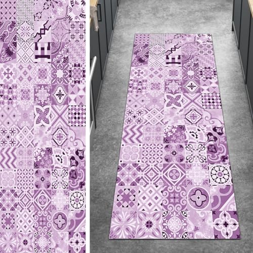 Ymural Teppich Läufer Flur rutschfest Boho, 90x600CM Violett Teppichläufer Küchenteppich Lang Waschbar Kurzflor Polyester Korridor Schlafzimmer Anpassbar Ymural Teppich Läufer Flur rutschfest Boho, 90x600CM Violett Teppichläufer Küchenteppich Lang Waschbar Kurzflor Polyester Korridor Schlafzimmer Anpassbar von Ymural