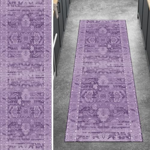 Ymural Teppich Läufer Flur rutschfest Meterware, 110x600CM Violett Vintage Teppichläufer Küchenteppich Lang Waschbar Kurzflor Polyester Korridor Schlafzimmer Anpassbar Ymural Teppich Läufer Flur rutschfest Meterware, 110x600CM Violett Vintage Teppichläufer Küchenteppich Lang Waschbar Kurzflor Polyester Korridor Schlafzimmer Anpassbar von Ymural