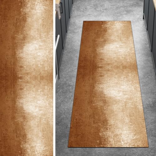 Ymural Teppich Läufer Flur rutschfest Meterware, 50x80CM Orange rutschfest Lang Abstrakt Meterware Kurzflor Polyester Korridor Schlafzimmer Anpassbar von Ymural