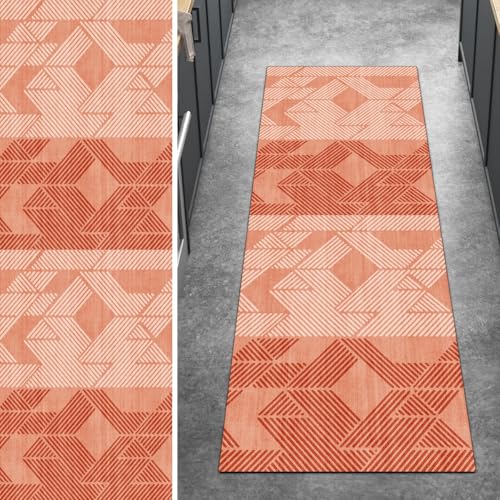 Ymural Teppich Läufer Flur rutschfest Meterware 50x80CM Rot Modern Teppichläufer Küchenteppich Lang Waschbar Kurzflor Polyester Korridor Schlafzimmer Anpassbar von Ymural