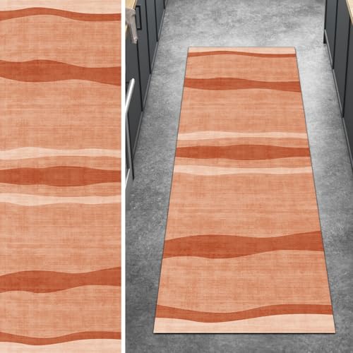 Ymural Teppich Läufer Flur rutschfest Meterware 70x100CM Orange rutschfest Lang Abstrakt Meterware Kurzflor Polyester Korridor Schlafzimmer Anpassbar von Ymural