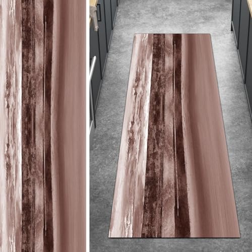 Ymural Teppich Läufer Flur rutschfest Meterware Kücheläufer 40x80CM Braun Abstrakt Küchenteppich Lang Waschbar Kurzflor Polyester Korridor Schlafzimmer Anpassbar von Ymural