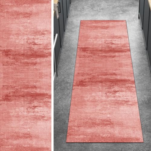Ymural Teppich Läufer Flur rutschfest Meterware Lang 40x60CM Rot Abstrakt Teppichläufer Küchenteppich Waschbar Kurzflor Polyester Korridor Schlafzimmer Anpassbar von Ymural