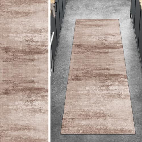 Ymural Teppich Läufer Flur rutschfest Meterware Lang 60x60CM Braun Abstrakt Teppichläufer Küchenteppich Waschbar Kurzflor Polyester Korridor Schlafzimmer Anpassbar von Ymural