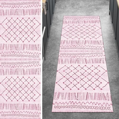 Ymural Teppich Läufer Flur rutschfest Meterware Teppichläufer 100x220CM Rosa rutschfest Lang Boho Meterware Kurzflor Polyester Korridor Schlafzimmer Anpassbar Ymural Teppich Läufer Flur rutschfest Meterware Teppichläufer 100x220CM Rosa rutschfest Lang Boho Meterware Kurzflor Polyester Korridor Schlafzimmer Anpassbar von Ymural