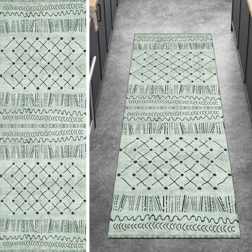 Ymural Teppich Läufer Flur rutschfest Meterware Teppichläufer 110x600CM Dunkle Grün Boho Küchenteppich Lang Waschbar Kurzflor Polyester Korridor Schlafzimmer Anpassbar Ymural Teppich Läufer Flur rutschfest Meterware Teppichläufer 110x600CM Dunkle Grün Boho Küchenteppich Lang Waschbar Kurzflor Polyester Korridor Schlafzimmer Anpassbar von Ymural