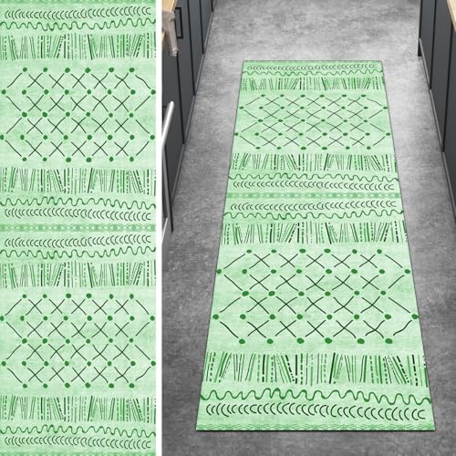 Ymural Teppich Läufer Flur rutschfest Meterware Teppichläufer 50x250CM Grün Boho Küchenteppich Lang Waschbar Kurzflor Polyester Korridor Schlafzimmer Anpassbar Ymural Teppich Läufer Flur rutschfest Meterware Teppichläufer 50x250CM Grün Boho Küchenteppich Lang Waschbar Kurzflor Polyester Korridor Schlafzimmer Anpassbar von Ymural