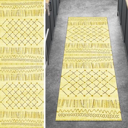 Ymural Teppich Läufer Flur rutschfest Meterware Teppichläufer 90x220CM Gelb Boho Küchenteppich Lang Waschbar Kurzflor Polyester Korridor Schlafzimmer Anpassbar Ymural Teppich Läufer Flur rutschfest Meterware Teppichläufer 90x220CM Gelb Boho Küchenteppich Lang Waschbar Kurzflor Polyester Korridor Schlafzimmer Anpassbar von Ymural