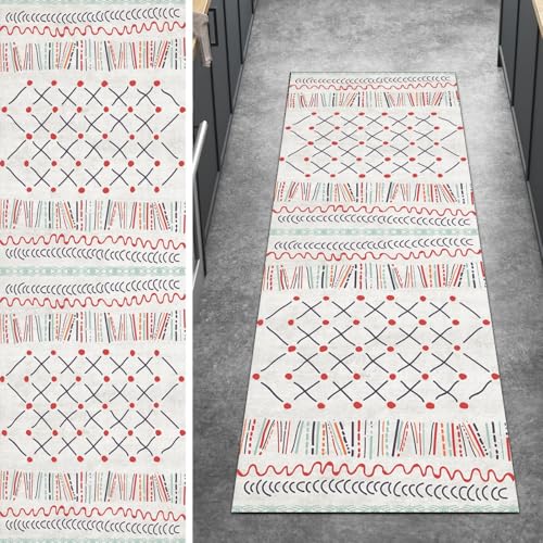 Ymural Teppich Läufer Flur rutschfest Meterware Teppichläufer 90x500CM Grau Rot Boho Küchenteppich Lang Waschbar Kurzflor Polyester Korridor Schlafzimmer Anpassbar Ymural Teppich Läufer Flur rutschfest Meterware Teppichläufer 90x500CM Grau Rot Boho Küchenteppich Lang Waschbar Kurzflor Polyester Korridor Schlafzimmer Anpassbar von Ymural