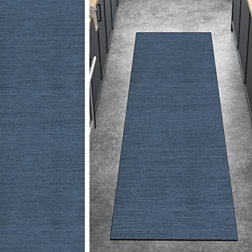 Ymural Teppich Läufer Flur rutschfest Modern Lang Teppichmatten 40x80CM Navy Blau Kücheläufer Meterware Teppichläufer Waschbar Kurzflor Polyester Korridor Schlafzimmer, Anpassbar Breite 40-120cm von Ymural