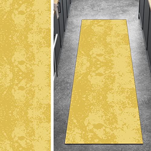 Ymural Teppich Läufer Lang Flur Abstrakt rutschfest Kücheläufer 40x150CM Gelb Teppichmatten Meterware Teppichläufer Waschbar Kurzflor Polyester Korridor Schlafzimmer, Anpassbar Breite 40-120cm von Ymural