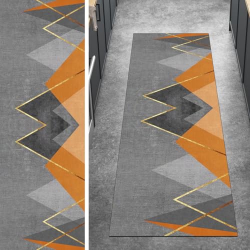 Ymural Teppich Läufer Waschbar rutschfest Grau Orange Modern 80x600CM Läufer Teppichläufer Flur Lang Läuferflur Meterware Kurzflor Polyester Korridor Schlafzimmer Ymural Teppich Läufer Waschbar rutschfest Grau Orange Modern 80x600CM Läufer Teppichläufer Flur Lang Läuferflur Meterware Kurzflor Polyester Korridor Schlafzimmer von Ymural