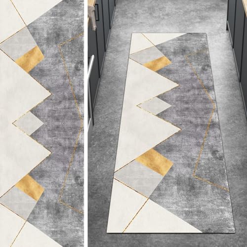 Ymural Teppichläufer Grau rutschfest Lang Meterware 110x450CM Modern Küche Teppich Läufer Flur Waschbar Kurzflor Polyester Korridor Schlafzimmer Ymural Teppichläufer Grau rutschfest Lang Meterware 110x450CM Modern Küche Teppich Läufer Flur Waschbar Kurzflor Polyester Korridor Schlafzimmer von Ymural
