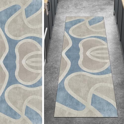 Ymural Teppichläufer Lang rutschfest Waschbar Grau Blau 120x600CM Patchwork Küchenläufer Teppich Läufer Flur Meterware Kurzflor Polyester Korridor Schlafzimmer Ymural Teppichläufer Lang rutschfest Waschbar Grau Blau 120x600CM Patchwork Küchenläufer Teppich Läufer Flur Meterware Kurzflor Polyester Korridor Schlafzimmer von Ymural