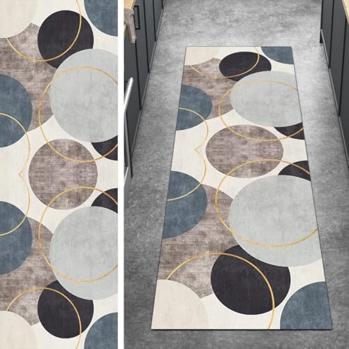 Ymural Teppichläufer Meterware rutschfest Grau Braun 50x600CM Geometrisch Küche Teppich Läufer Flur Lang Waschbar Kurzflor Polyester Korridor Schlafzimmer Ymural Teppichläufer Meterware rutschfest Grau Braun 50x600CM Geometrisch Küche Teppich Läufer Flur Lang Waschbar Kurzflor Polyester Korridor Schlafzimmer von Ymural
