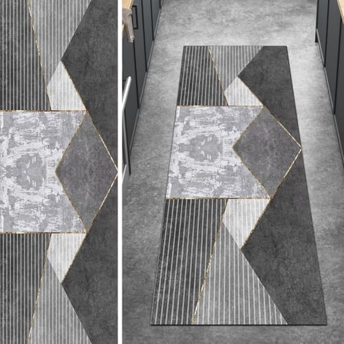 Ymural Teppichläufer rutschfest Meterware Grau 120x330CM Modern Küche Teppich Läufer Flur Lang Waschbar Kurzflor Polyester Korridor Schlafzimmer Ymural Teppichläufer rutschfest Meterware Grau 120x330CM Modern Küche Teppich Läufer Flur Lang Waschbar Kurzflor Polyester Korridor Schlafzimmer von Ymural