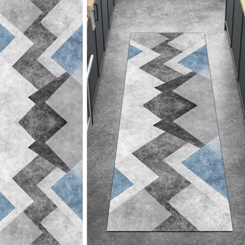 Ymural Teppichläufer rutschfest Meterware Grau Blau 120x500CM Patchwork Küche Teppich Läufer Flur Waschbar Lang Kurzflor Polyester Korridor Schlafzimmer Ymural Teppichläufer rutschfest Meterware Grau Blau 120x500CM Patchwork Küche Teppich Läufer Flur Waschbar Lang Kurzflor Polyester Korridor Schlafzimmer von Ymural