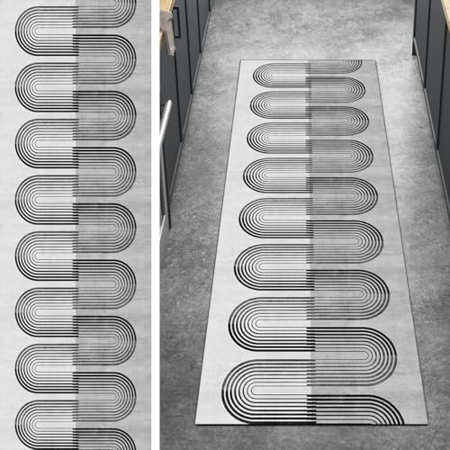 Ymural Teppichläufer rutschfest Meterware Teppich Läufer Flur 120x600CM Schwarz Modern Küchenteppich Lang Waschbar Kurzflor Polyester Korridor Schlafzimmer Anpassbar Ymural Teppichläufer rutschfest Meterware Teppich Läufer Flur 120x600CM Schwarz Modern Küchenteppich Lang Waschbar Kurzflor Polyester Korridor Schlafzimmer Anpassbar von Ymural