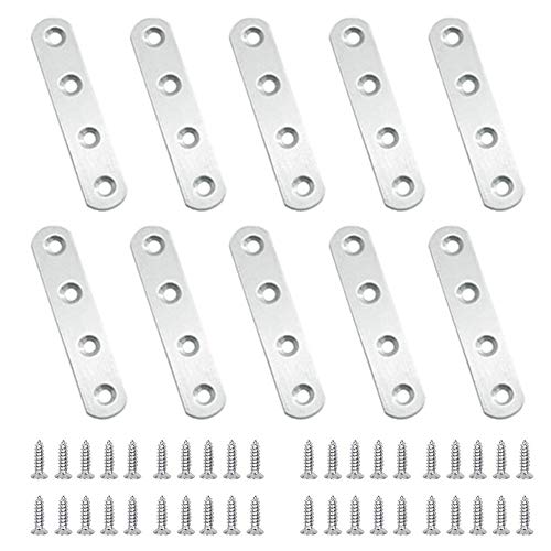 BuxiuGK 10 Stück Flache Ecke Bracket 80x16mm Edelstahl Flachverbinder 4 Löcher Holzverbinder Joining Ausbessern für Holz Möbel mit 40 Schrauben,Silber BuxiuGK 10 Stück Flache Ecke Bracket 80x16mm Edelstahl Flachverbinder 4 Löcher Holzverbinder Joining Ausbessern für Holz Möbel mit 40 Schrauben,Silber von BuxiuGK