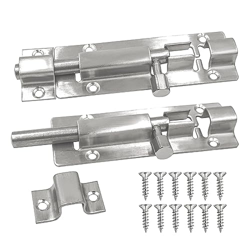 BuxiuGK 2 Stück Türriegel Edelstahl 34x100mm mit Schrauben Tür Riegel Schiebeschloss Einfache Montage Zubehör für Verriegelung für Türen,Silber von BuxiuGK