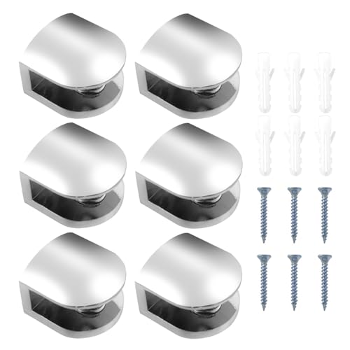 BuxiuGK 6 Pcs Glasklemme Verstellbare Glashalter Zinklegierung Glasklemme Klemmbefestigung für 6-8 MM Dickes Glas von BuxiuGK