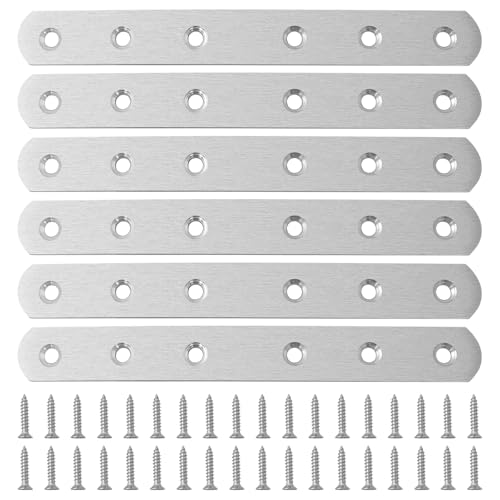 BuxiuGK 6 Stück Flache Ecke Bracket 164x20mm Edelstahl Flachverbinder 6 Löcher Holzverbinder Joining Ausbessern für Holz Möbel mit 36 Schrauben,Silber BuxiuGK 6 Stück Flache Ecke Bracket 164x20mm Edelstahl Flachverbinder 6 Löcher Holzverbinder Joining Ausbessern für Holz Möbel mit 36 Schrauben,Silber von BuxiuGK